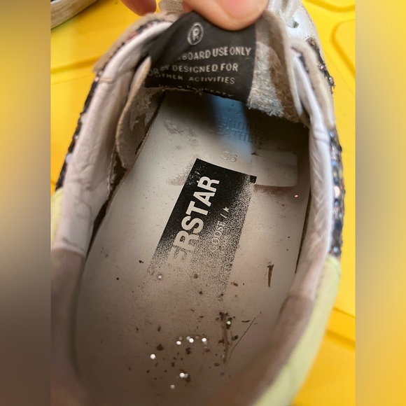 Golden Goose Super Stars Pink & gray glitter ice suede star Sneakers Size 36 - Picture 3 of 10